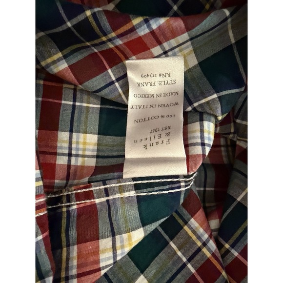 Frank And Eileen Red Navy Green Frank Button Up Large - Picture 6 of 6